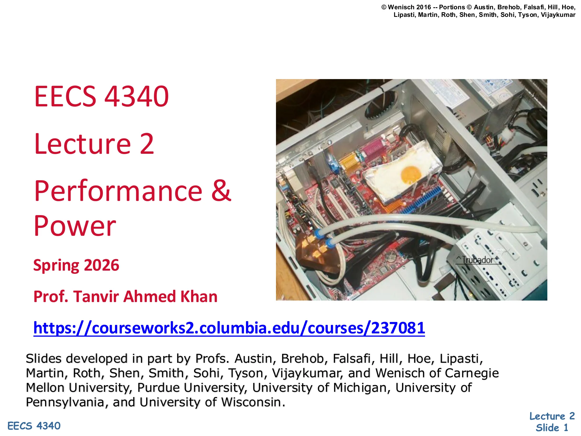 EECS 4340 Lecture 2 — Performance & Power (slide 1)