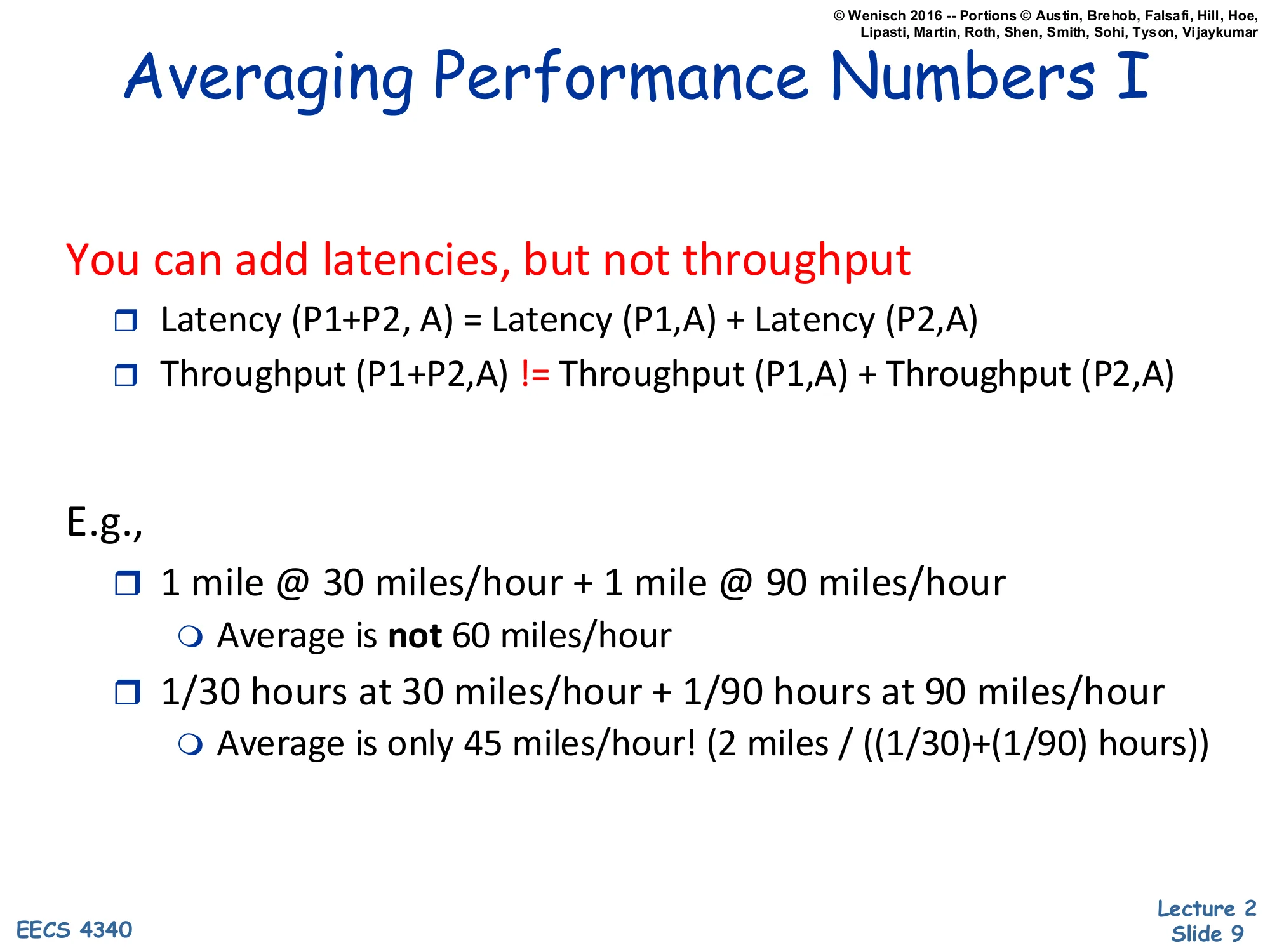 Averaging Performance Numbers I (slide 9)