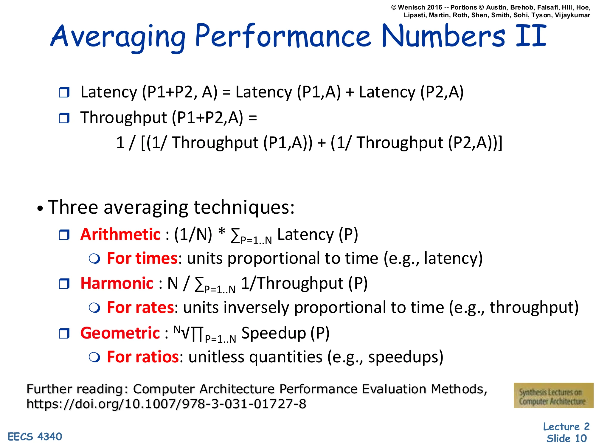 Averaging Performance Numbers II (slide 10)