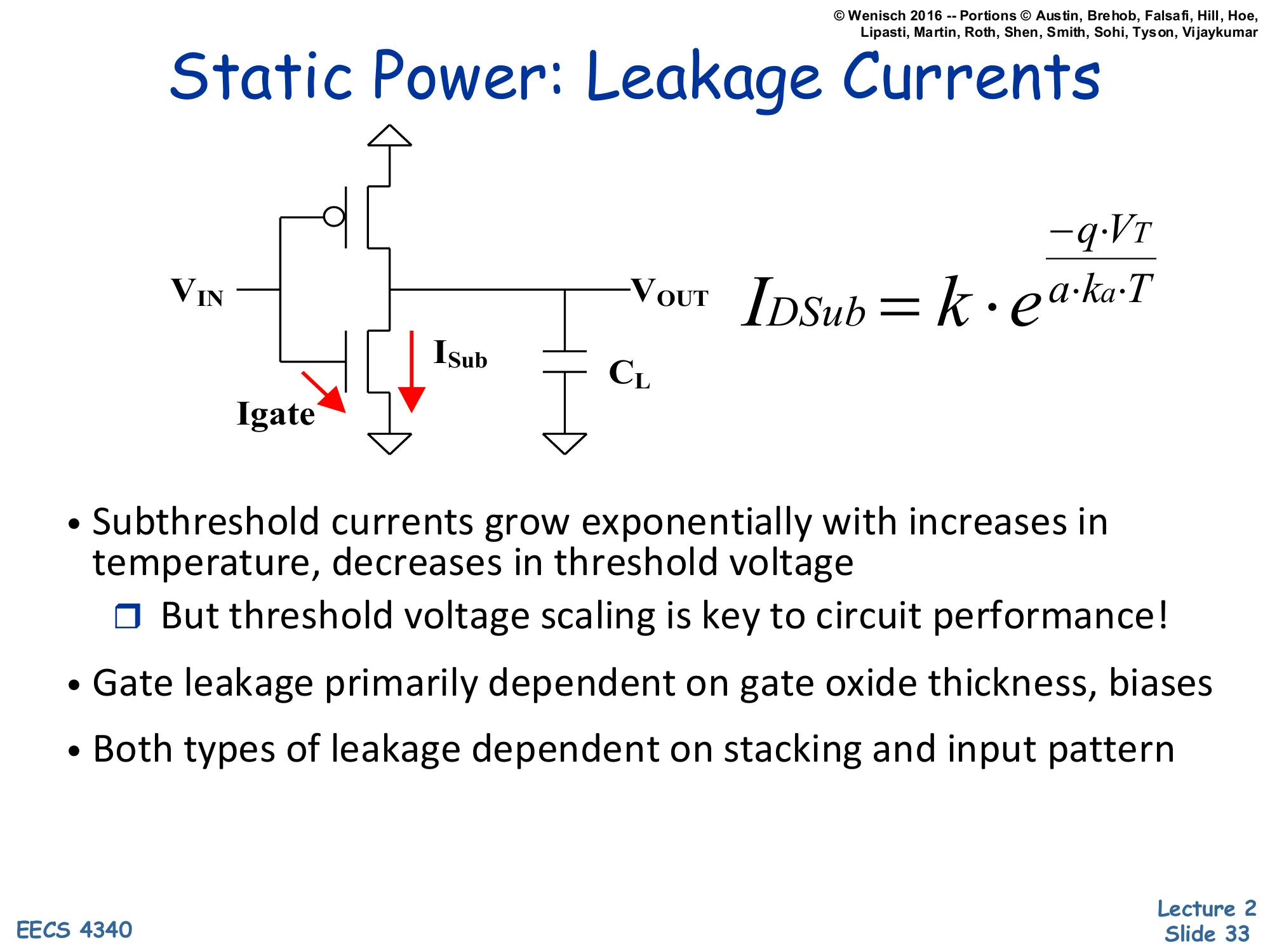 Static Power: Leakage Currents (slide 33)