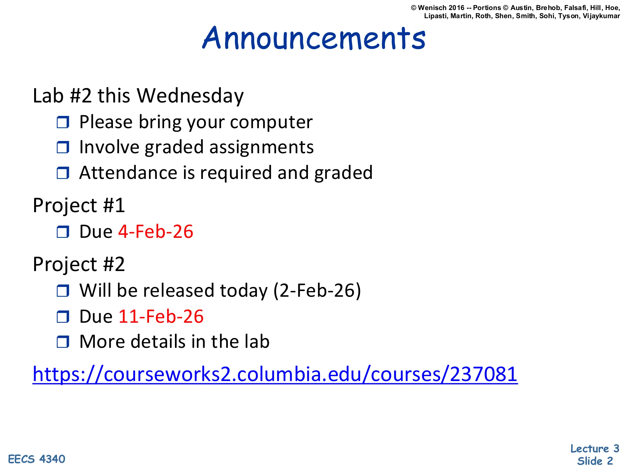 Announcements (slide 2)