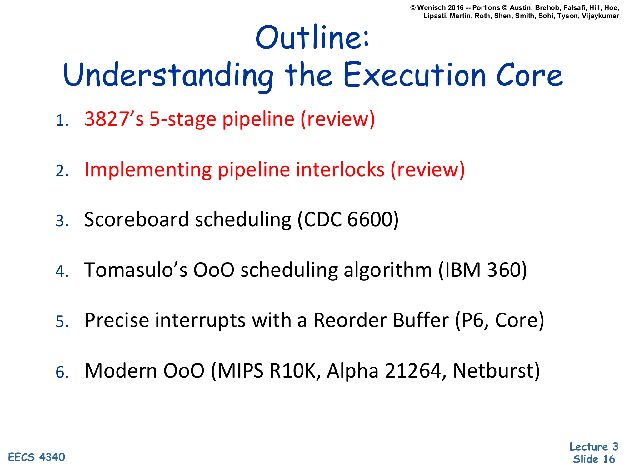 Outline: Understanding the Execution Core (slide 16)