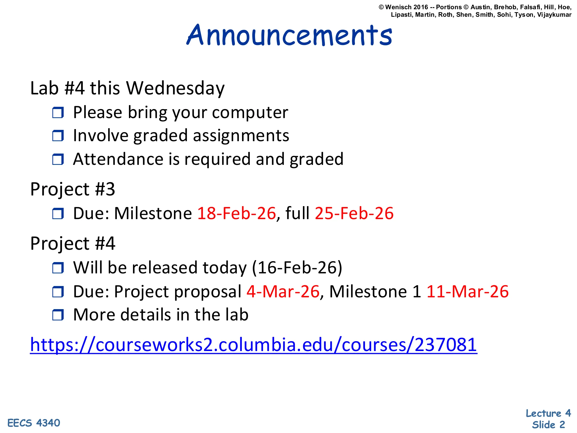 Announcements (slide 2)