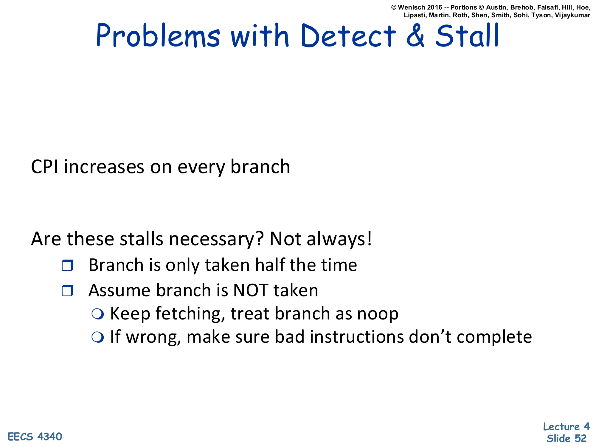 Problems with Detect & Stall (control) (slide 52)