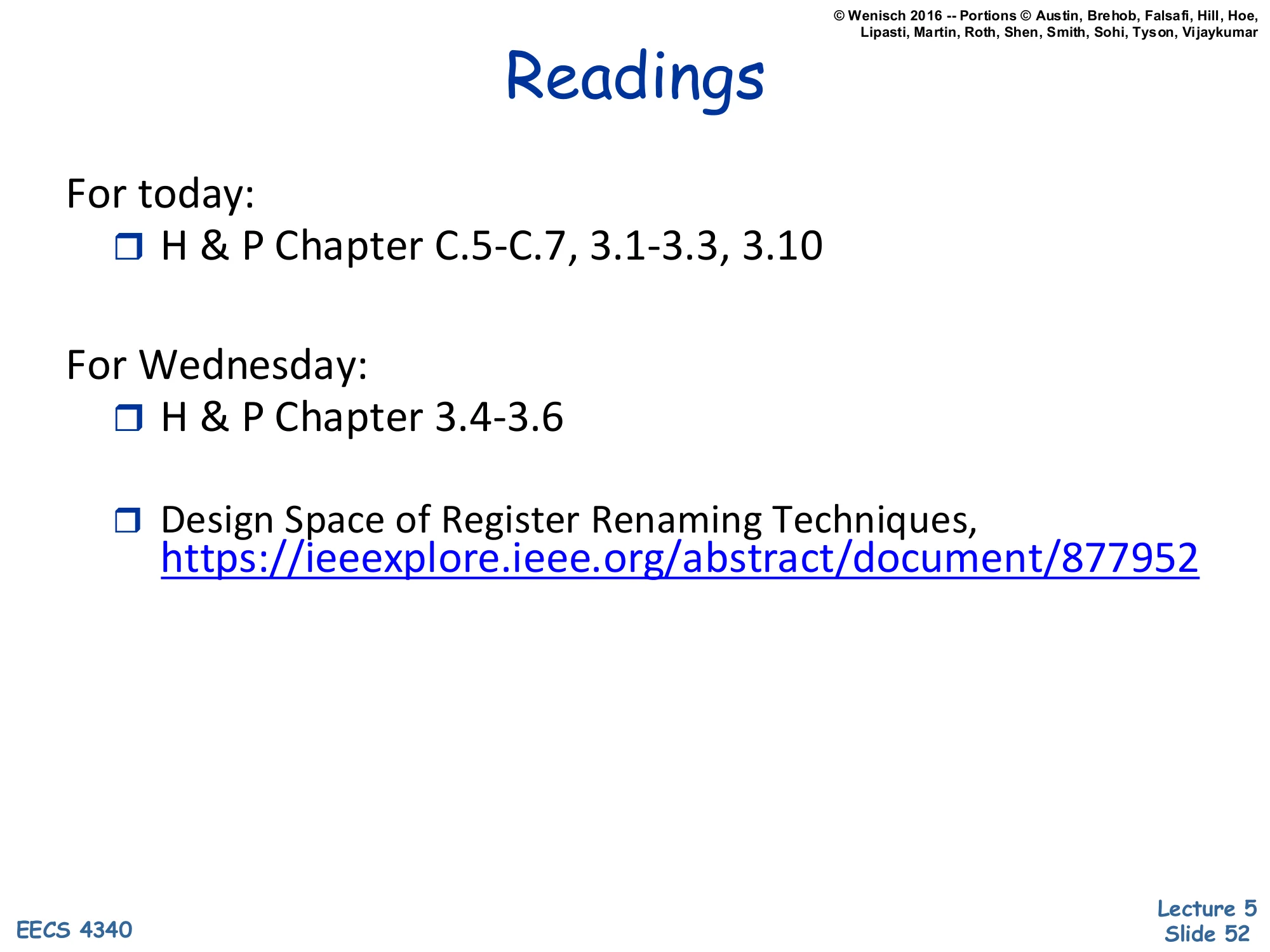 Readings (slide 52)