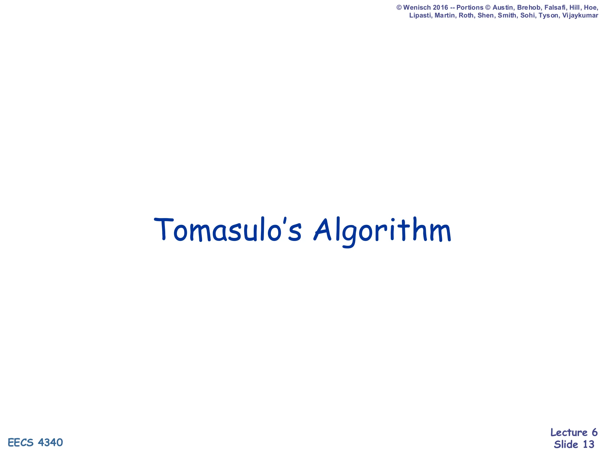 Tomasulo's Algorithm (slide 13)
