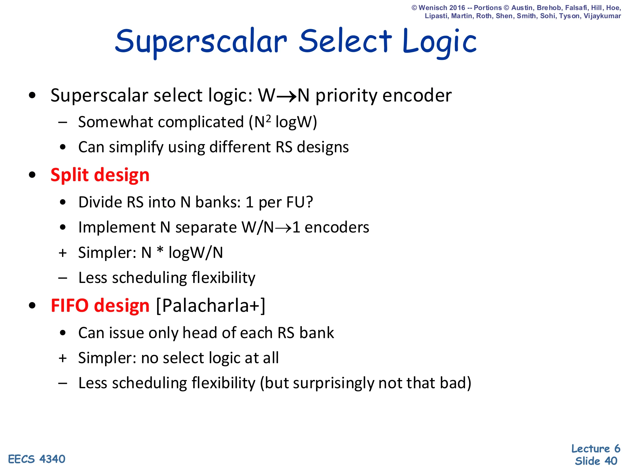 Superscalar Select Logic (slide 40)