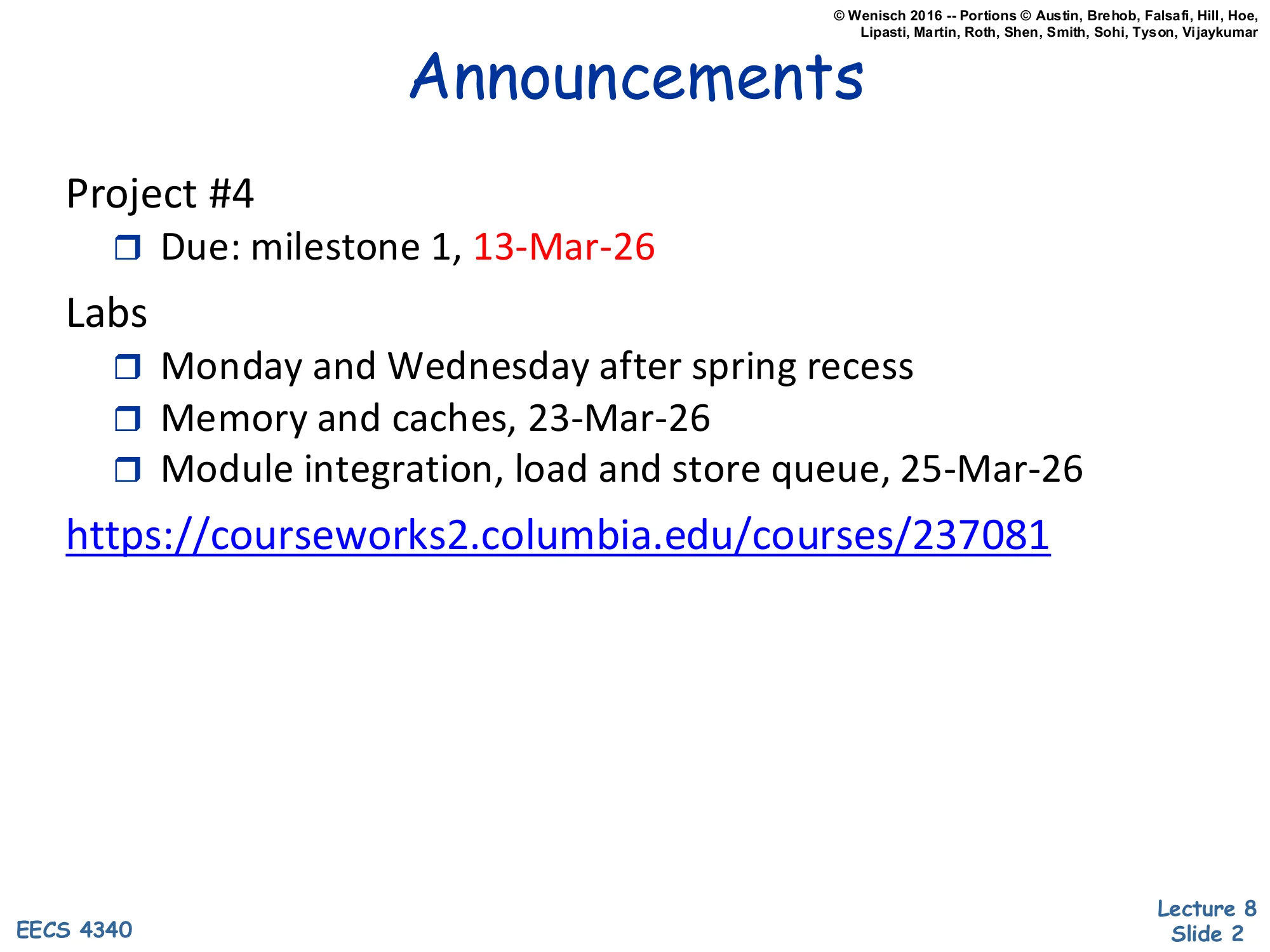 Announcements (slide 2)