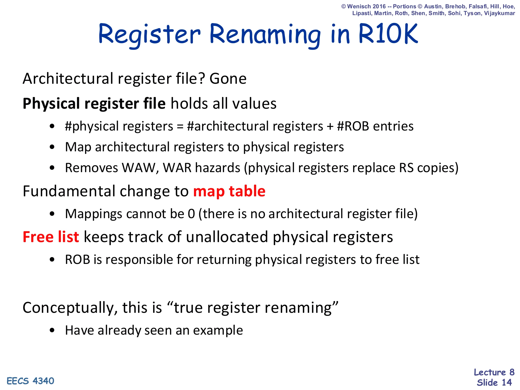 Register Renaming in R10K (slide 14)