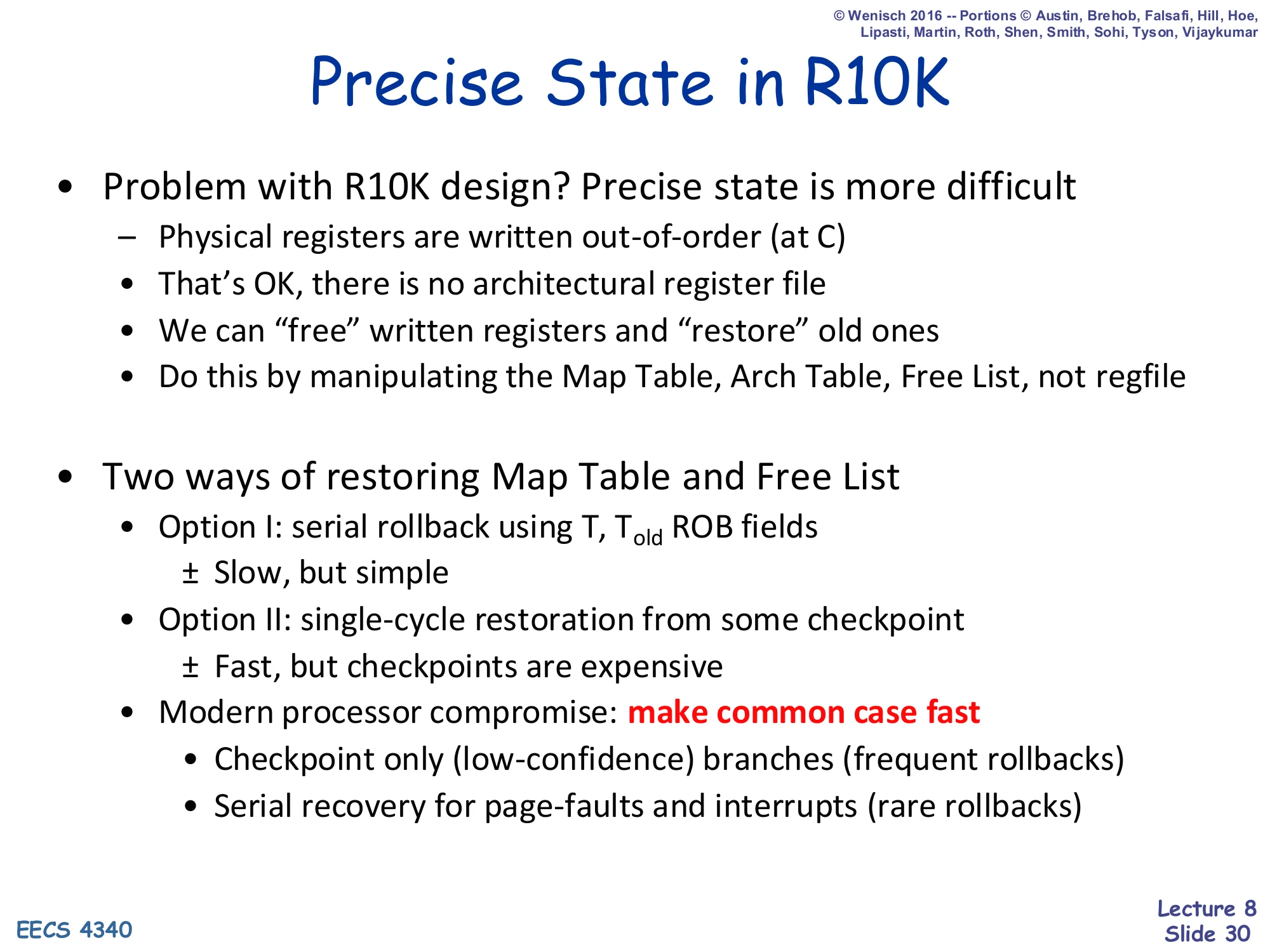 Precise State in R10K (slide 30)