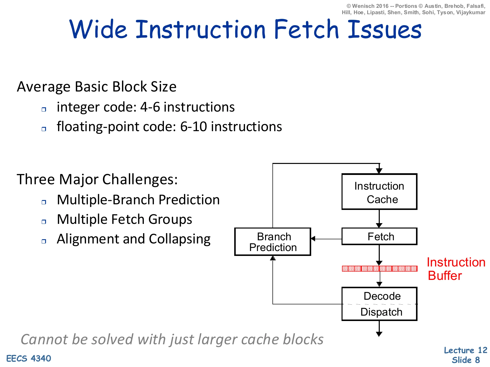 Wide Instruction Fetch Issues (slide 8)
