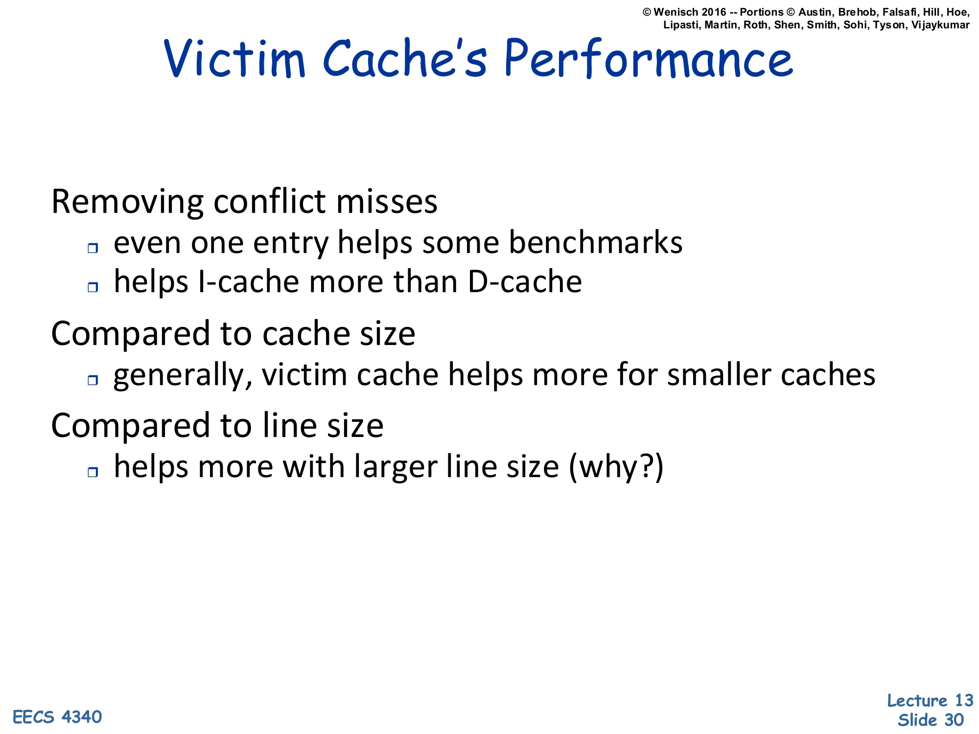 Victim Cache's Performance (slide 30)