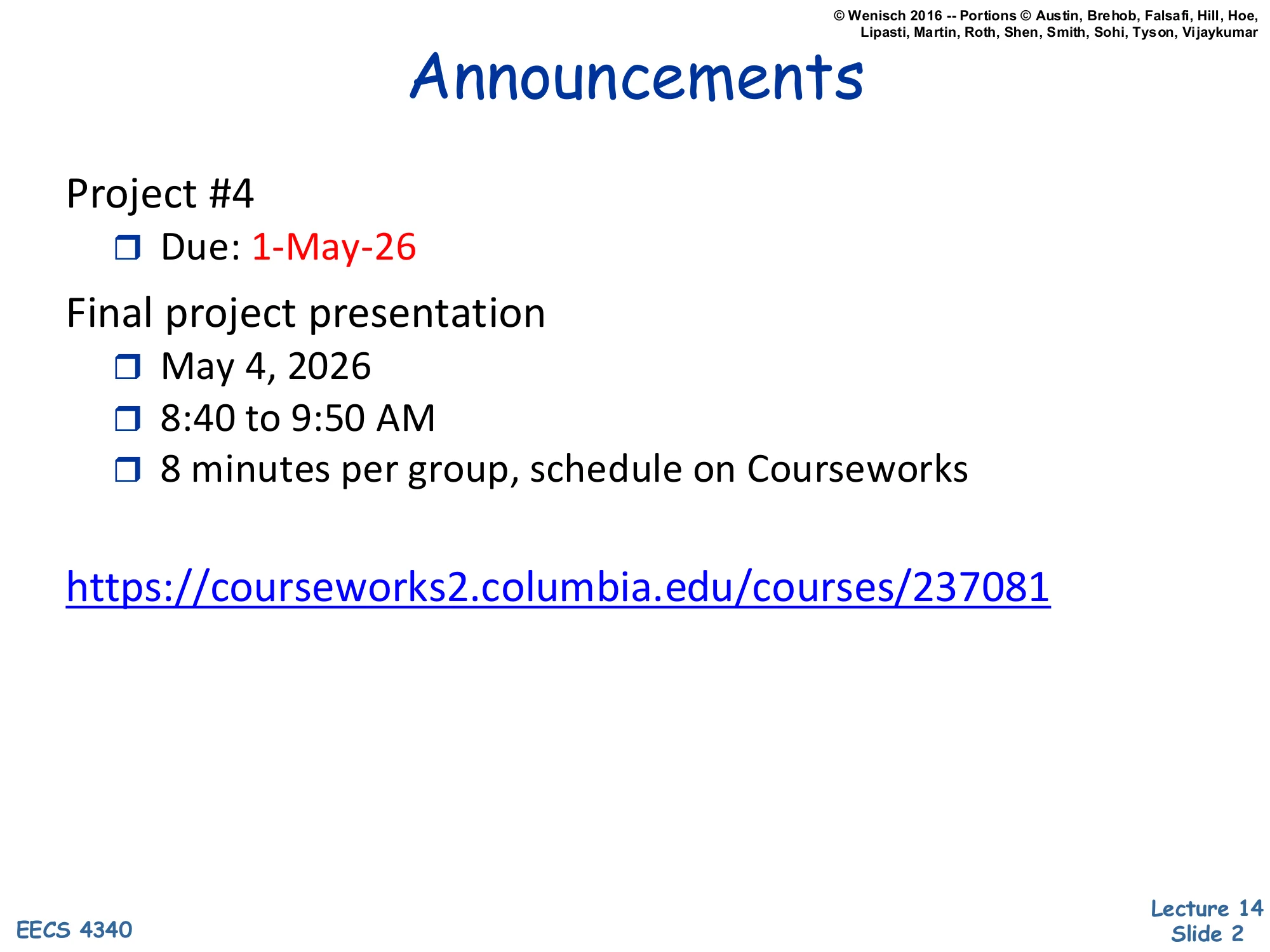 Announcements (slide 2)