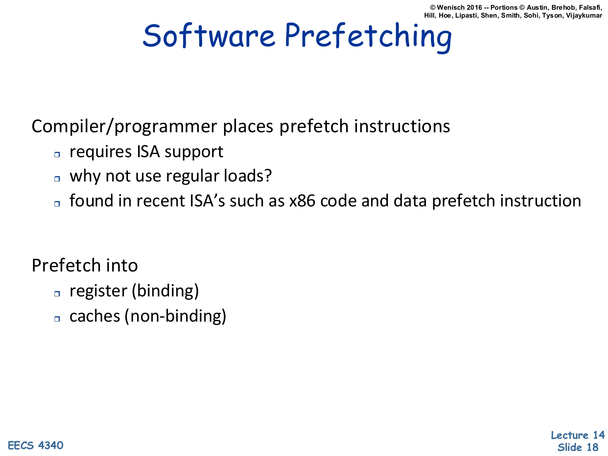 Software Prefetching (slide 18)