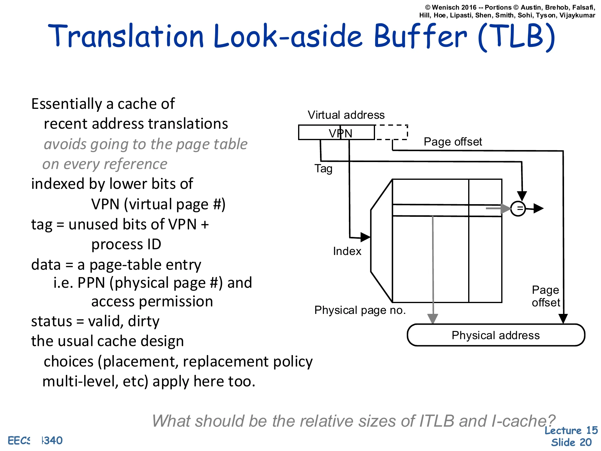 Translation Look-aside Buffer (TLB) (slide 20)