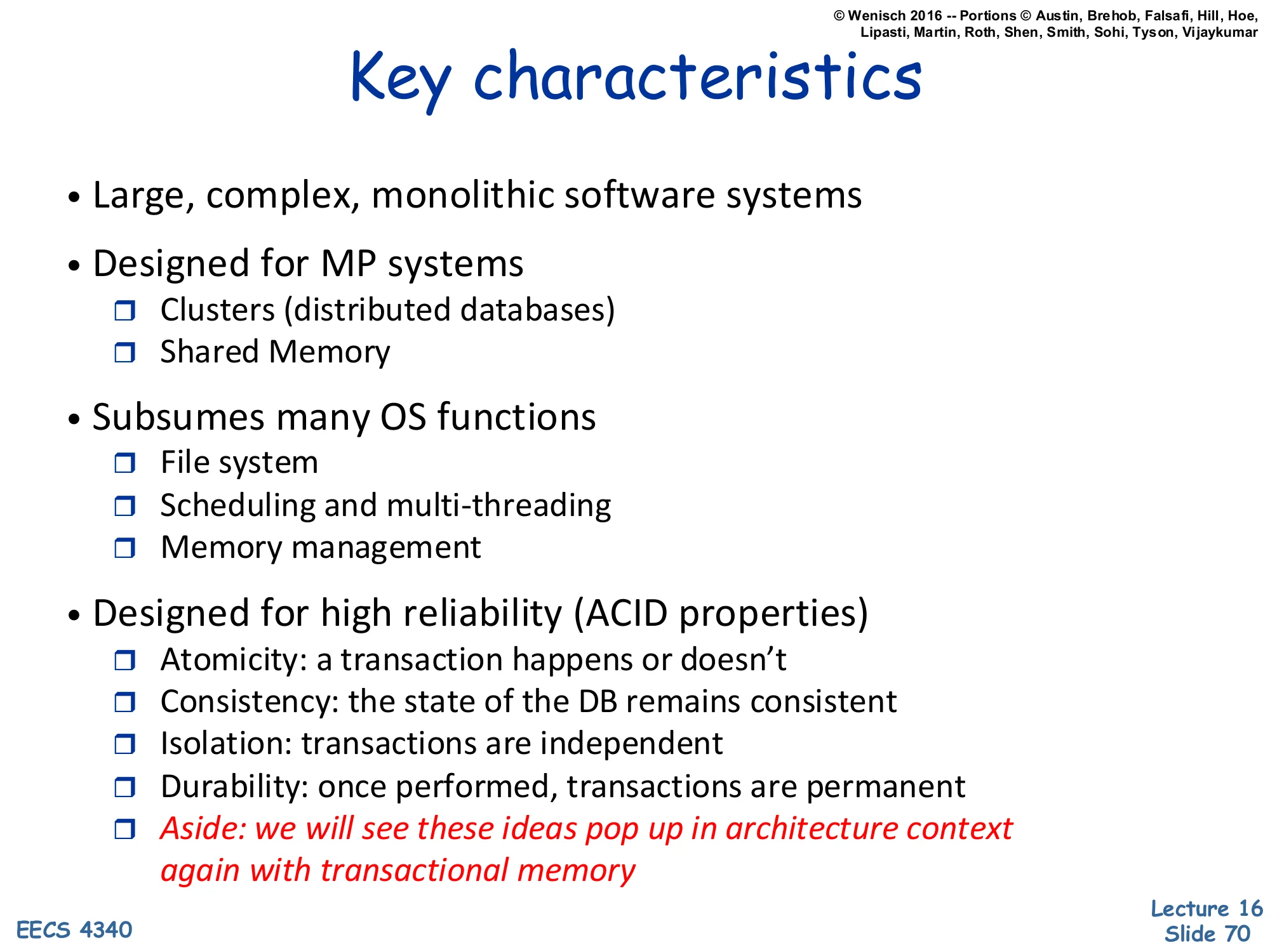 Key Characteristics of Data Center Apps (slide 70)